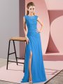 Vintage Scoop Sleeveless Chiffon Prom Dresses Lace and Appliques Zipper
