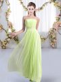 Sleeveless Beading Lace Up Wedding Party Dress with Yellow Green Sweep Train