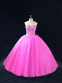 Fantastic Lilac Quinceanera Gowns Sweet 16 and Quinceanera with Beading Sweetheart Sleeveless Lace Up