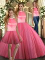 Nice Beading Sweet 16 Dress Coral Red Backless Sleeveless Floor Length
