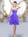 Enchanting Lavender Lace Up Quinceanera Dama Dress Ruffles and Ruching Sleeveless Knee Length