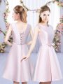 Amazing Scoop Sleeveless Satin Quinceanera Court Dresses Bowknot Lace Up