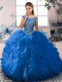 Perfect Organza Sleeveless Floor Length Quinceanera Dresses and Beading and Ruffles