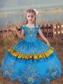 Baby Blue Pageant Dress for Teens Wedding Party with Beading and Embroidery Off The Shoulder Sleeveless Lace Up