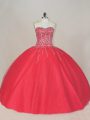Dramatic Tulle Sleeveless Floor Length Quinceanera Gown and Beading