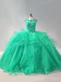 Glorious Turquoise 15th Birthday Dress Scoop Sleeveless Lace Up