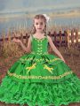 Organza Sleeveless Floor Length Pageant Dress Toddler and Beading and Embroidery and Ruffled Layers