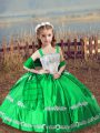 Green Straps Lace Up Beading and Embroidery Pageant Dresses Sleeveless