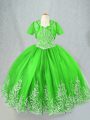 Inexpensive Sleeveless Beading and Embroidery Floor Length Little Girls Pageant Gowns