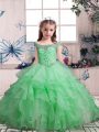 Organza Lace Up Little Girls Pageant Dress Wholesale Sleeveless Floor Length Beading and Ruffles