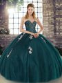 Fantastic Tulle Sleeveless Floor Length Vestidos de Quinceanera and Beading and Appliques