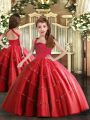 Tulle Sleeveless Floor Length Little Girls Pageant Gowns and Beading