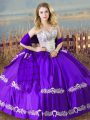 Attractive Eggplant Purple Sleeveless Beading and Embroidery Floor Length Ball Gown Prom Dress