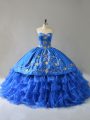 Classical Sleeveless Embroidery and Ruffles Lace Up 15th Birthday Dress