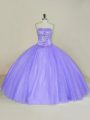 Elegant Lavender Strapless Lace Up Sequins 15 Quinceanera Dress Sleeveless