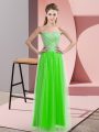 Empire Beading Dress for Prom Lace Up Tulle Sleeveless Floor Length