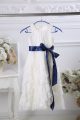 Romantic Floor Length White Flower Girl Dresses for Less Scoop Sleeveless Zipper