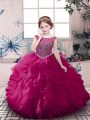Hot Selling Floor Length Ball Gowns Sleeveless Fuchsia Little Girls Pageant Dress Wholesale Zipper