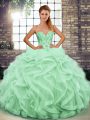 Apple Green Sweetheart Lace Up Beading and Ruffles Sweet 16 Quinceanera Dress Sleeveless