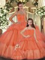 Low Price Sweetheart Sleeveless Lace Up 15 Quinceanera Dress Orange Organza