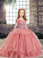 Simple Sleeveless Beading Lace Up Little Girl Pageant Gowns
