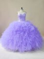 Fitting Lavender Sleeveless Tulle Lace Up Quinceanera Dresses for Sweet 16 and Quinceanera