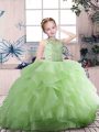 Amazing Ball Gowns Pageant Dress Wholesale Scoop Tulle Sleeveless Floor Length Zipper