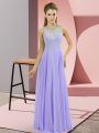 Empire Dress for Prom Lavender High-neck Chiffon Sleeveless Floor Length Zipper