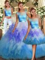 Discount Multi-color Quinceanera Dress Military Ball and Sweet 16 and Quinceanera with Lace and Ruffles Scoop Sleeveless Backless