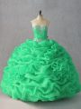 Inexpensive Green Quinceanera Dresses Sweet 16 and Quinceanera with Beading and Pick Ups and Hand Made Flower Sweetheart Sleeveless Lace Up