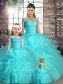Fitting Sleeveless Beading and Ruffles Lace Up Quince Ball Gowns