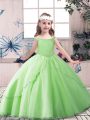 Off The Shoulder Sleeveless Girls Pageant Dresses Floor Length Beading Tulle
