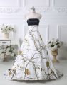 Strapless Sleeveless Brush Train Lace Up Wedding Dress Multi-color Printed