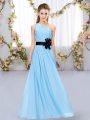 Romantic One Shoulder Sleeveless Chiffon Bridesmaids Dress Belt Zipper