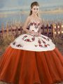 Sweetheart Sleeveless Tulle Quinceanera Gown Embroidery and Bowknot Lace Up
