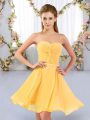Smart Mini Length Gold Wedding Guest Dresses Sweetheart Sleeveless Lace Up