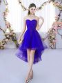 Purple Sleeveless Lace High Low Quinceanera Dama Dress