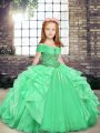 Sleeveless Beading and Ruffles Lace Up Little Girl Pageant Dress