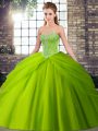 Artistic Tulle Lace Up Quinceanera Dress Sleeveless Brush Train Beading and Pick Ups