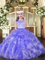 New Style Lavender Ball Gowns Scoop Sleeveless Organza Floor Length Zipper Beading Little Girls Pageant Gowns