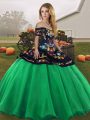 Off The Shoulder Sleeveless Lace Up Sweet 16 Dresses Turquoise Tulle