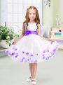 Sleeveless Zipper Knee Length Appliques and Belt Flower Girl Dress
