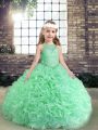 Sleeveless Beading and Ruffles Lace Up Pageant Dress for Womens