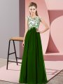 Green Scoop Neckline Beading and Appliques Dama Dress Sleeveless Zipper