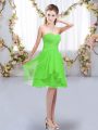 Fashionable Chiffon Lace Up Quinceanera Court Dresses Sleeveless Knee Length Ruffles and Ruching