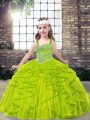 Straps Sleeveless Lace Up Child Pageant Dress Tulle
