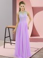 Ideal Floor Length Lavender Mother Of The Bride Dress High-neck Sleeveless Zipper