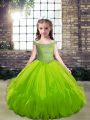 Green Sleeveless Tulle Lace Up Pageant Dress for Teens for Party and Wedding Party