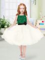 Knee Length A-line Sleeveless Champagne Flower Girl Dress Zipper
