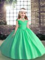 Enchanting Apple Green Straps Neckline Beading Little Girl Pageant Dress Sleeveless Lace Up